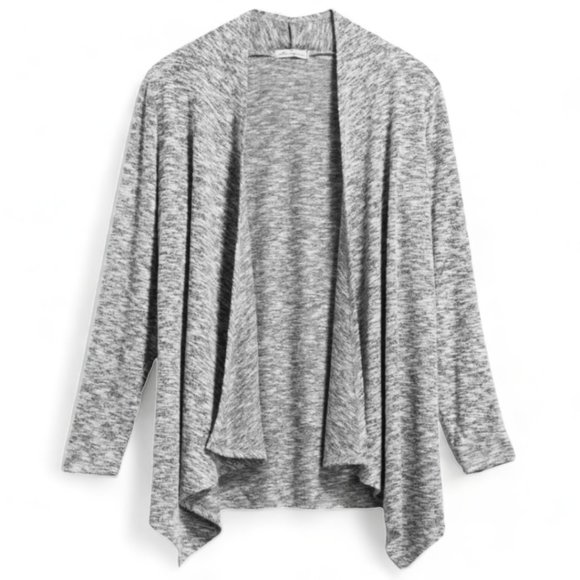 Cotton Emporium Sweaters - Cotton Emporium | Heather Grey Marybeth Waterfall Brushed Knit Cardigan | L